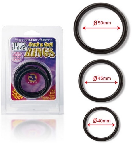 Silicone Cock & Ball Rings, 3-pack