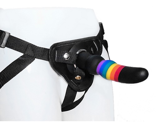 Colorful strap-on dildo, 18/4