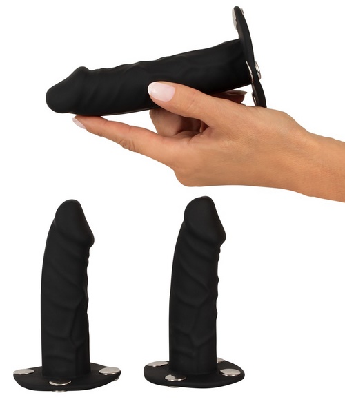 Dildo harness-housut, puna-musta