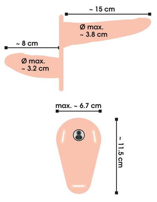 Vibrating Double Strap-On, 15/4