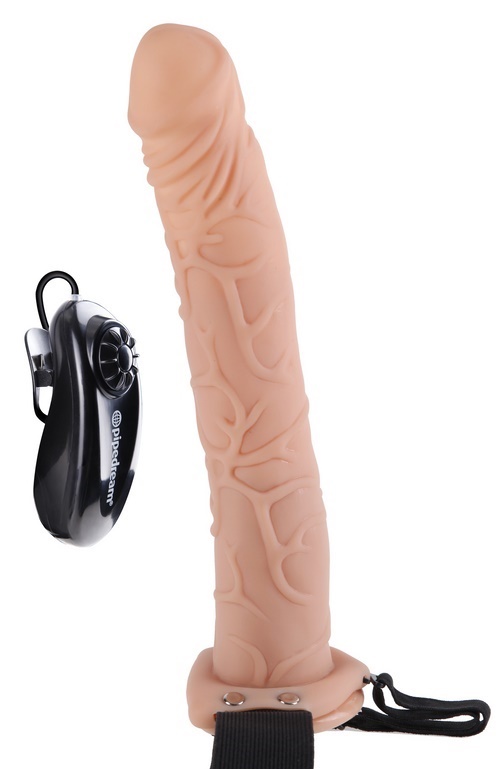 Vibrating Hollow Strap-On 11”