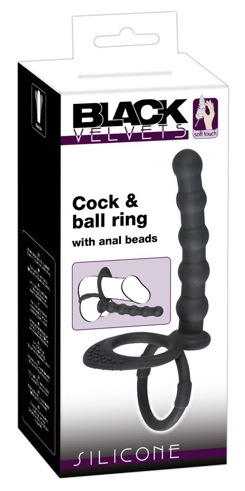 Cock and ball ring with anal beads