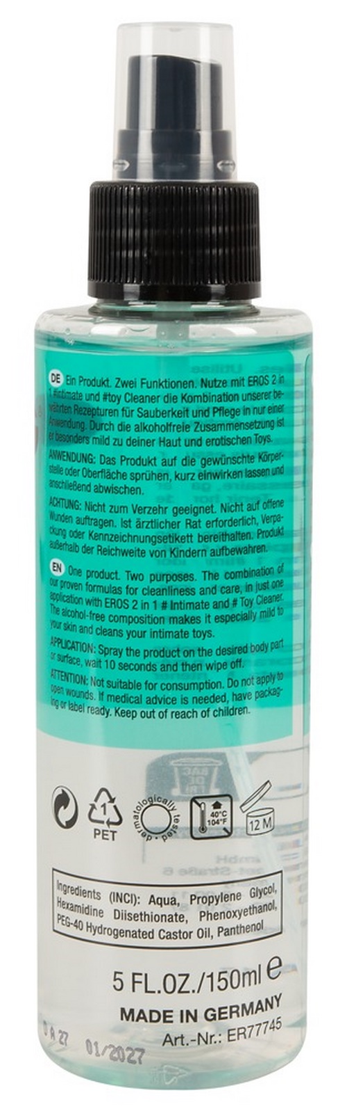 Eros 2-in-1 intimate & toy cleaner, 150 ml