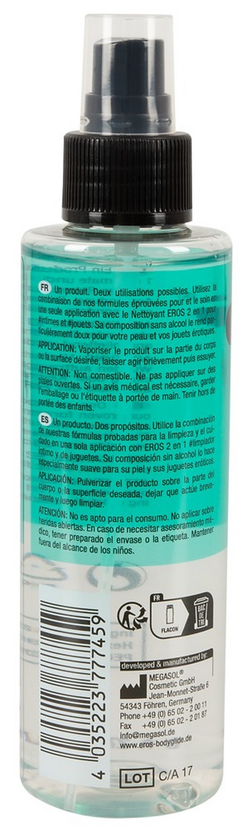 Eros 2-in-1 intimate & toy cleaner, 150 ml