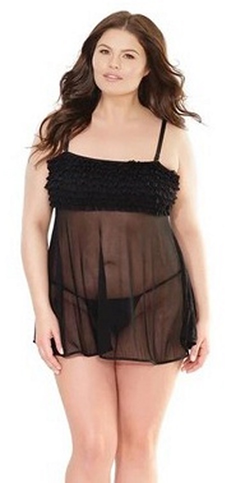 Nadja babydoll, musta, koko XL/2XL